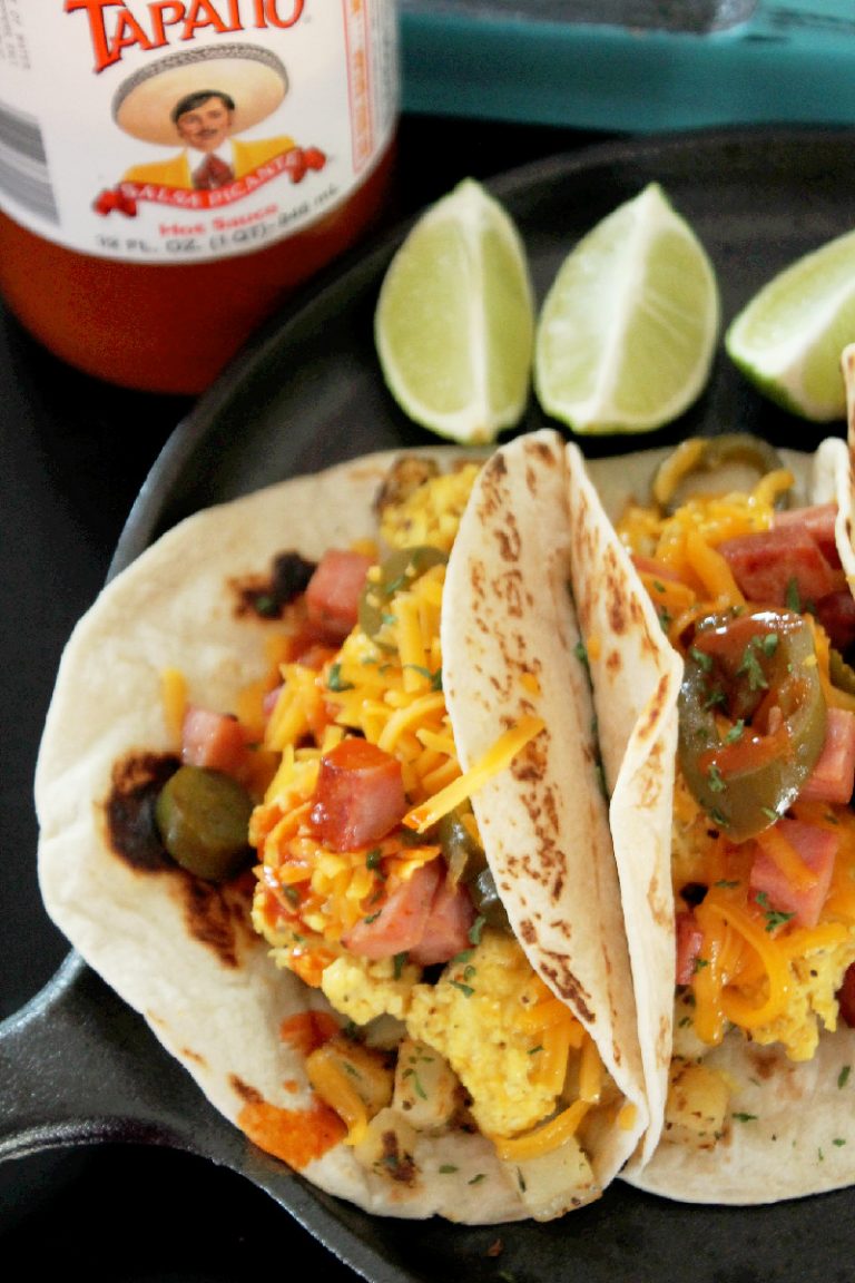 Breakfast Tacos with Potatoes, Ham, Egg, and Cheese Creole Contessa Creole Contessa