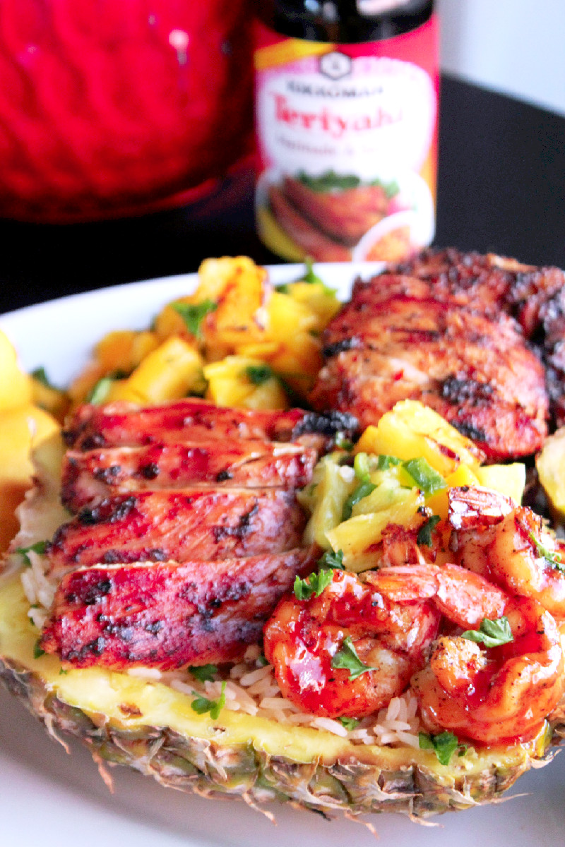 Grilled Chicken and Shrimp Hawaiian Bowls-Creole Contessa