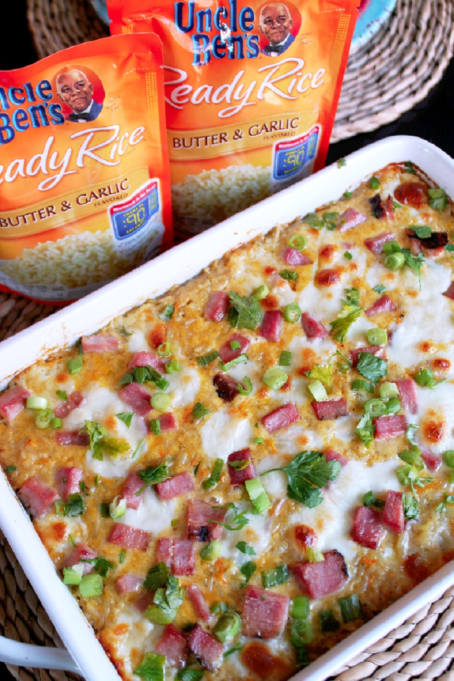 ham & cheese baked rice with uncle ben’s®