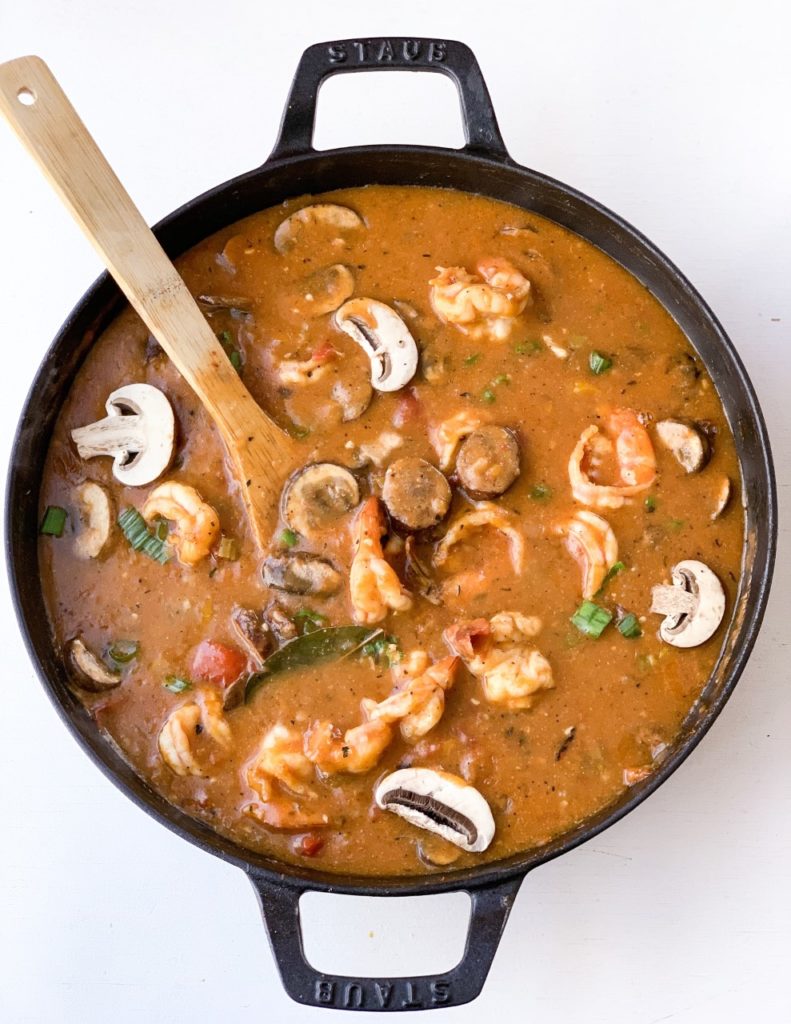 Shrimp andShrimp and Andouille Sausage FricasseeCreole Contessa